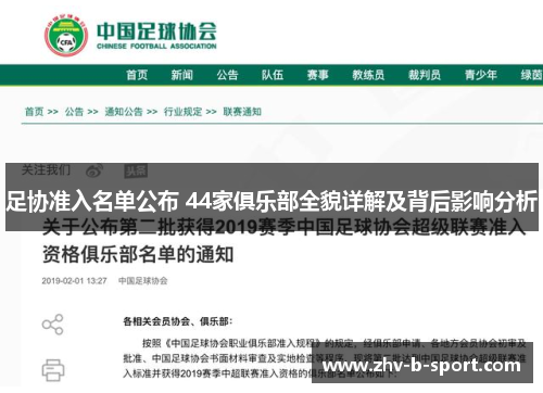 足协准入名单公布 44家俱乐部全貌详解及背后影响分析